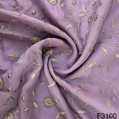 Cut  Dana Zari Embroidered Organza Fabric-F3100