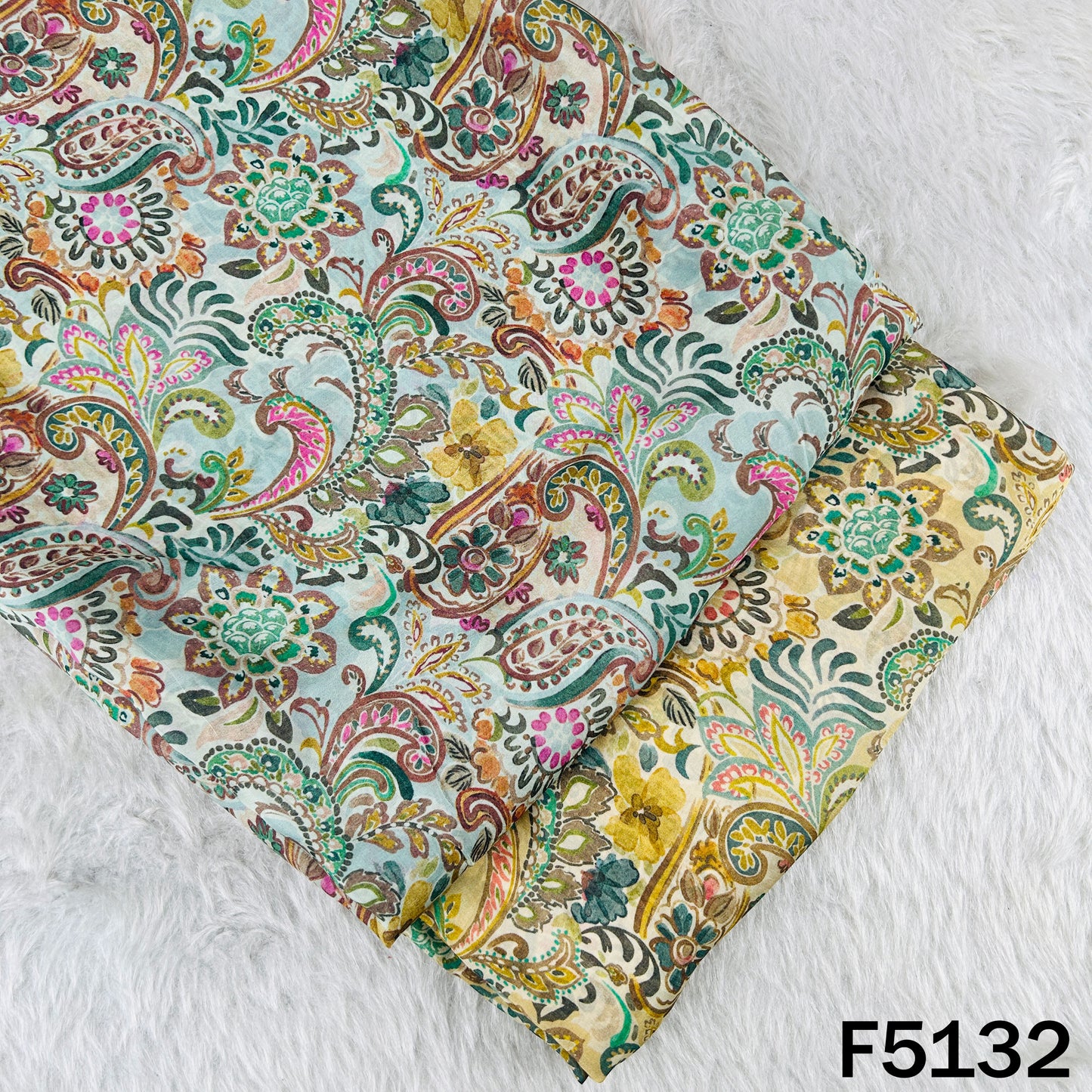 Digital Print Upada Silk Fabric - F5132
