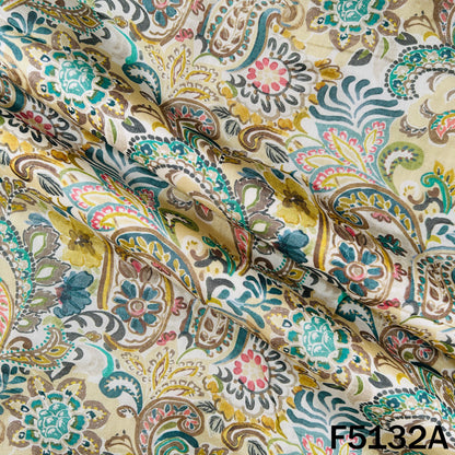 Digital Print Upada Silk Fabric - F5132