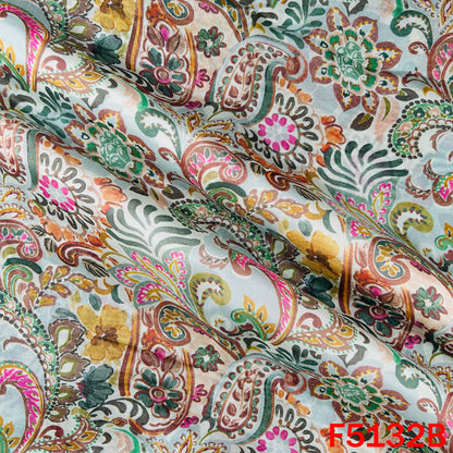 Digital Print Upada Silk Fabric - F5132