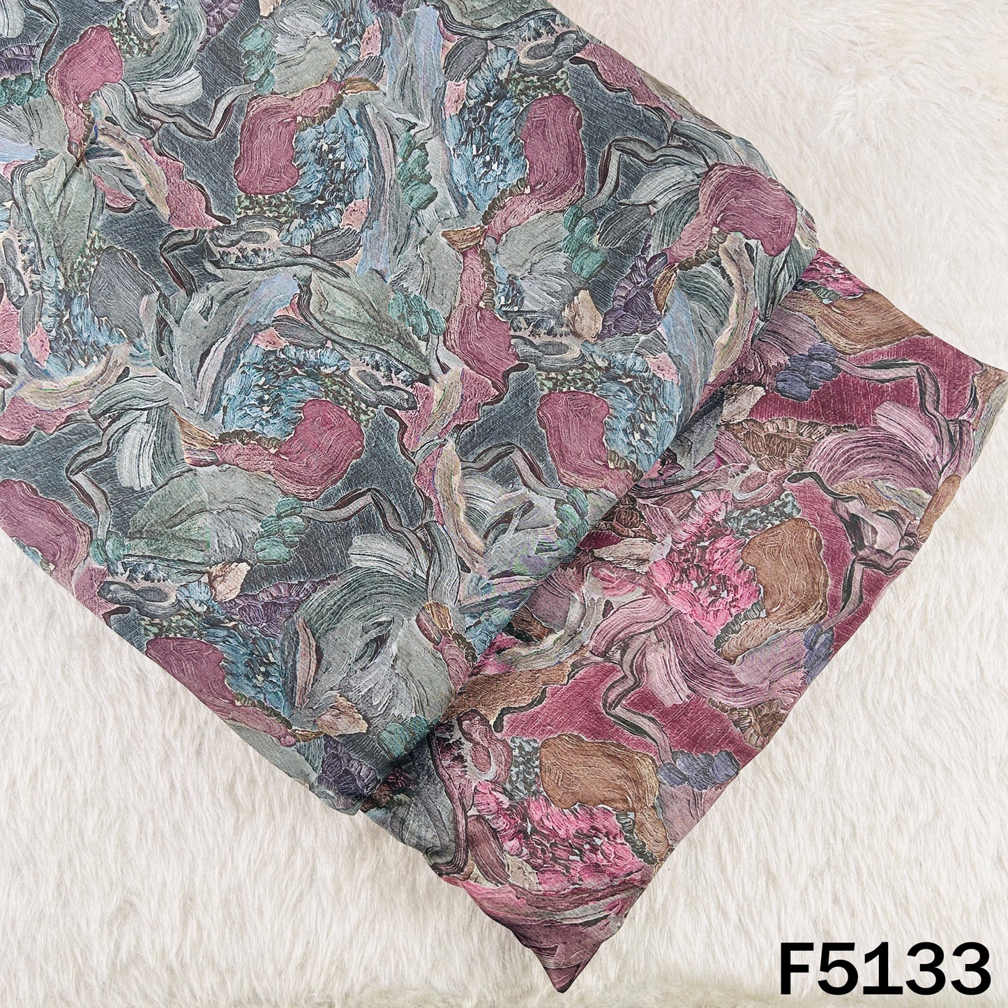 Digital Print Upada Silk Fabric - F5133