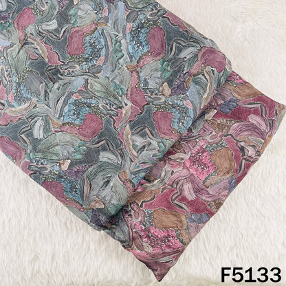 Digital Print Upada Silk Fabric - F5133