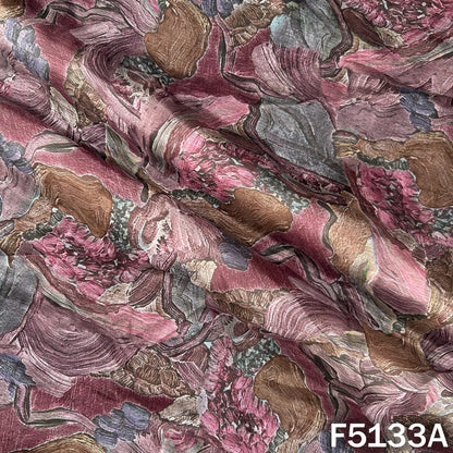 Digital Print Upada Silk Fabric - F5133
