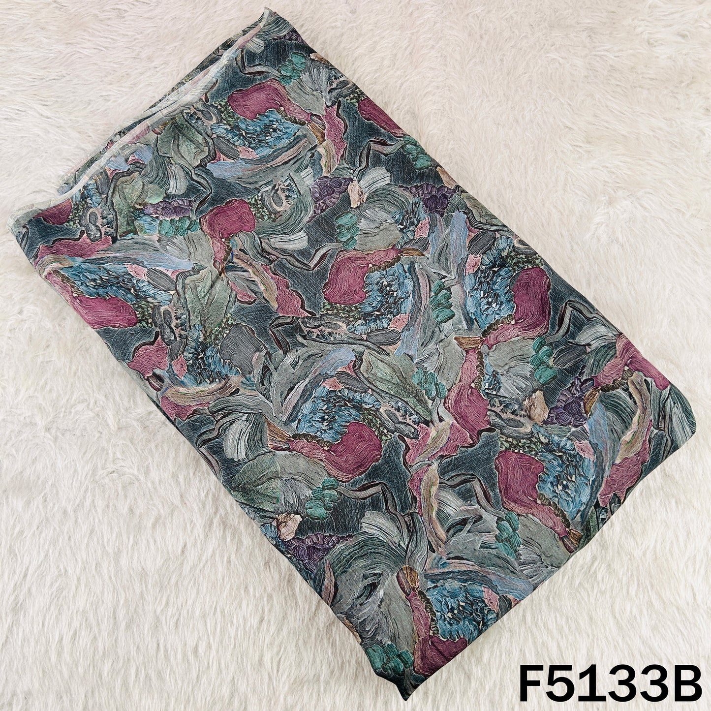 Digital Print Upada Silk Fabric - F5133