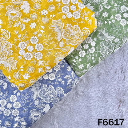 Thread Sequins Embroidered Mul Chanderi Fabric - F6617