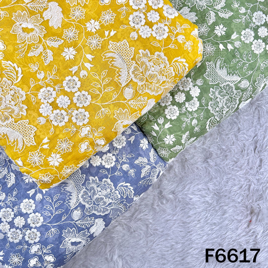 Thread Sequins Embroidered Mul Chanderi Fabric - F6617