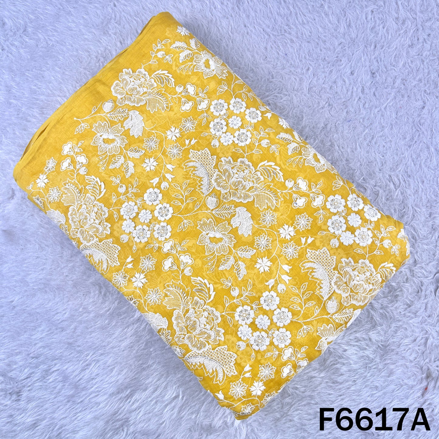 Thread Sequins Embroidered Mul Chanderi Fabric - F6617