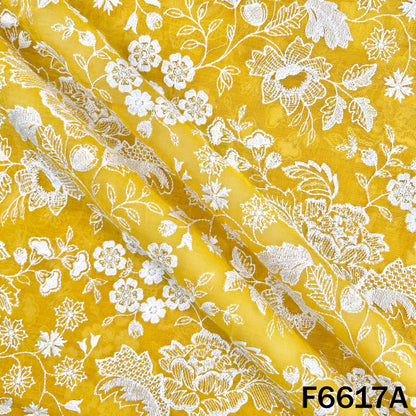 Thread Sequins Embroidered Mul Chanderi Fabric - F6617