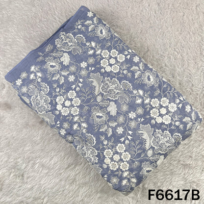 Thread Sequins Embroidered Mul Chanderi Fabric - F6617