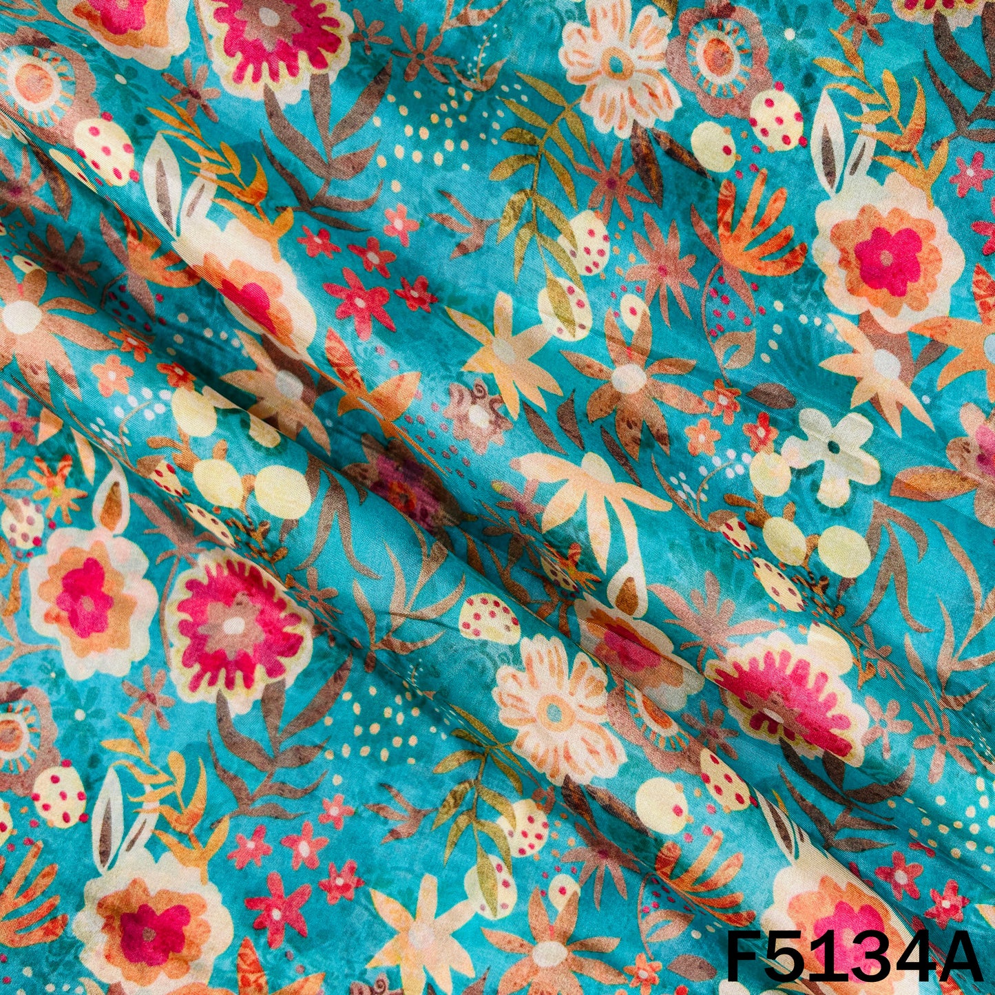 Digital Print Upada Silk Fabric - F5134