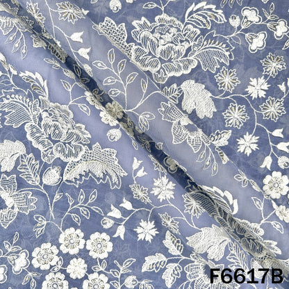 Thread Sequins Embroidered Mul Chanderi Fabric - F6617