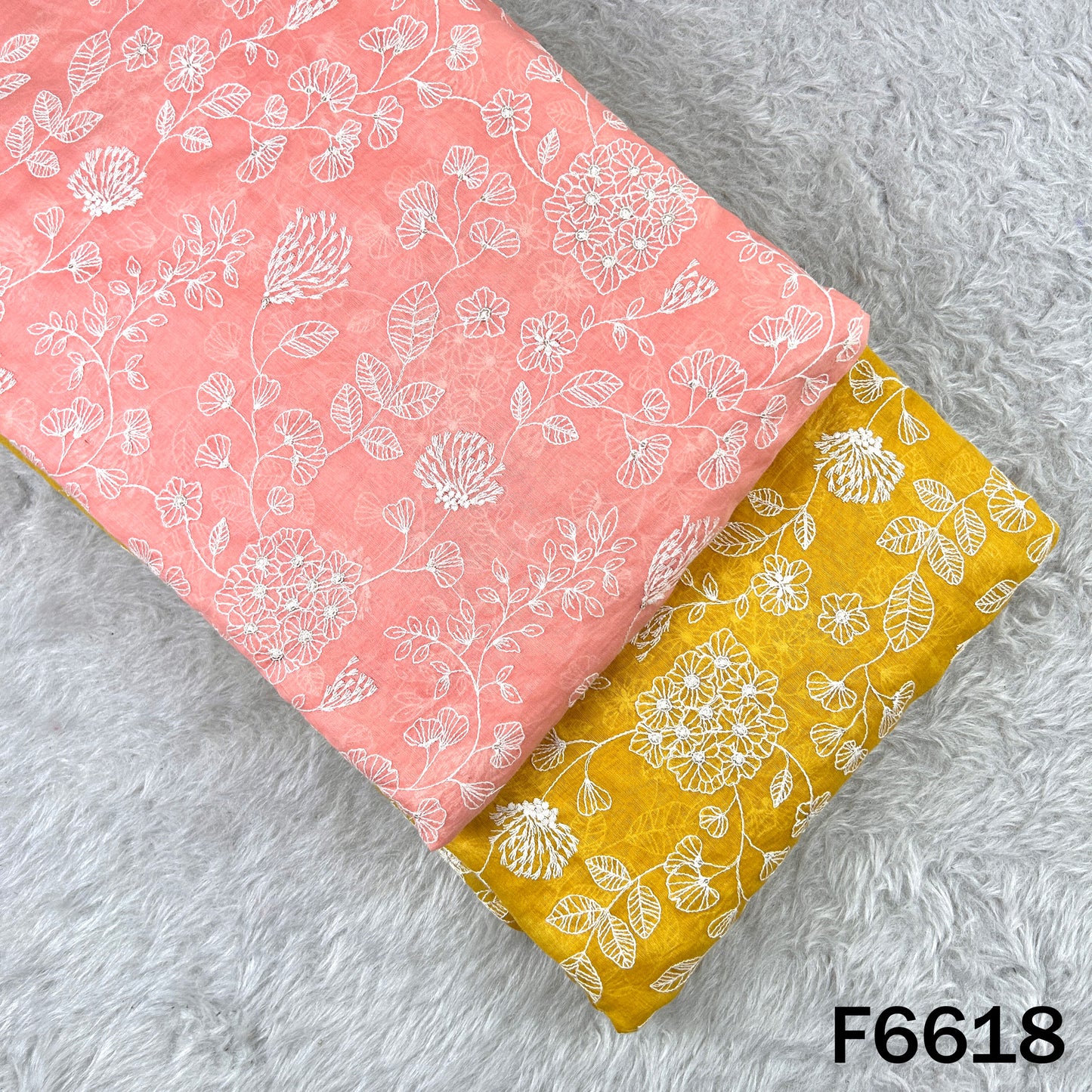 Thread Sequins Embroidered Mul Chanderi Fabric - F6618