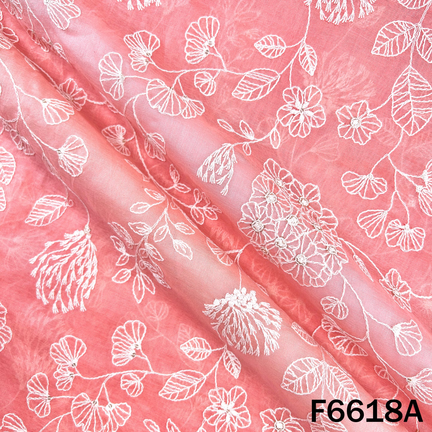 Thread Sequins Embroidered Mul Chanderi Fabric - F6618