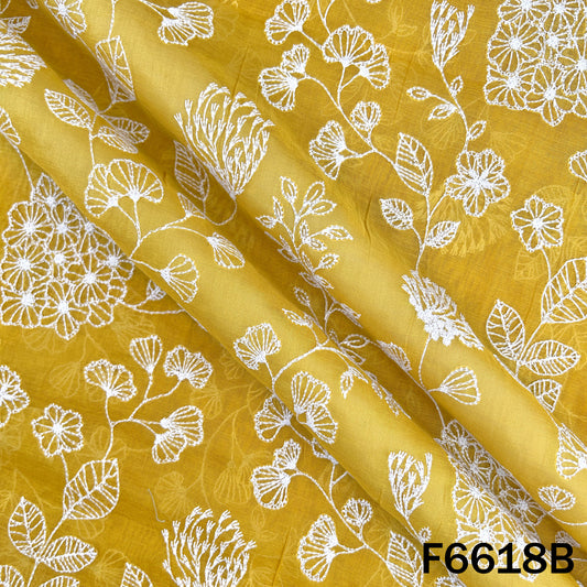 Thread Sequins Embroidered Mul Chanderi Fabric - F6618