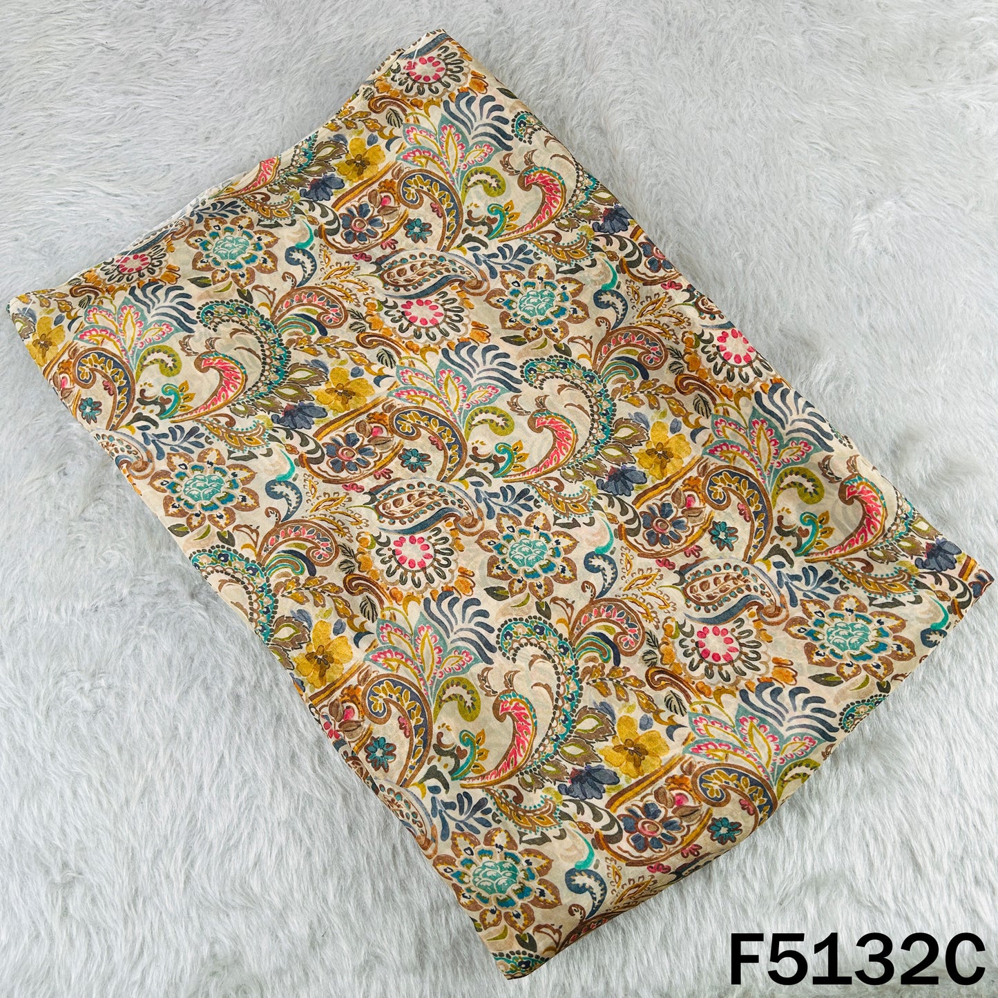 Digital Print Upada Silk Fabric - F5132