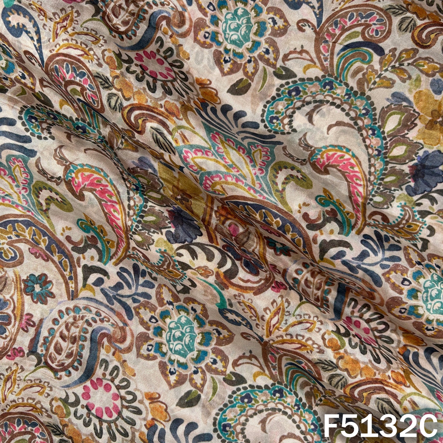 Digital Print Upada Silk Fabric - F5132