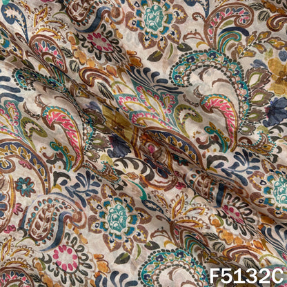 Digital Print Upada Silk Fabric - F5132