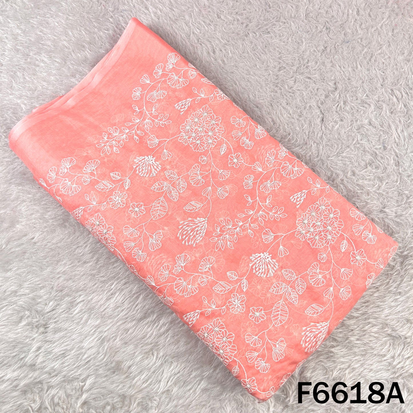 Thread Sequins Embroidered Mul Chanderi Fabric - F6618
