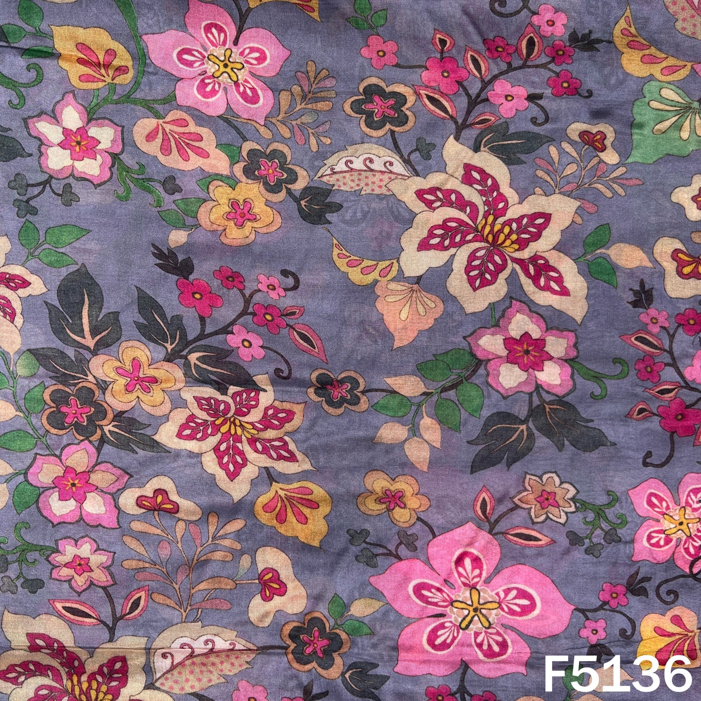 Digital Print Upada Silk Fabric - F5136