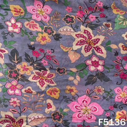Digital Print Upada Silk Fabric - F5136