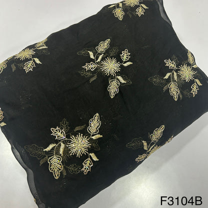 Cut Dana Zari Sequins Embroidered Organza Fabric-F3104