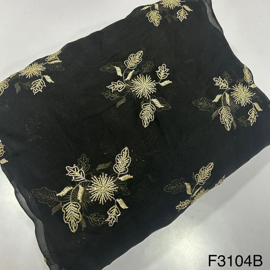 Cut Dana Zari Sequins Embroidered Organza Fabric-F3104