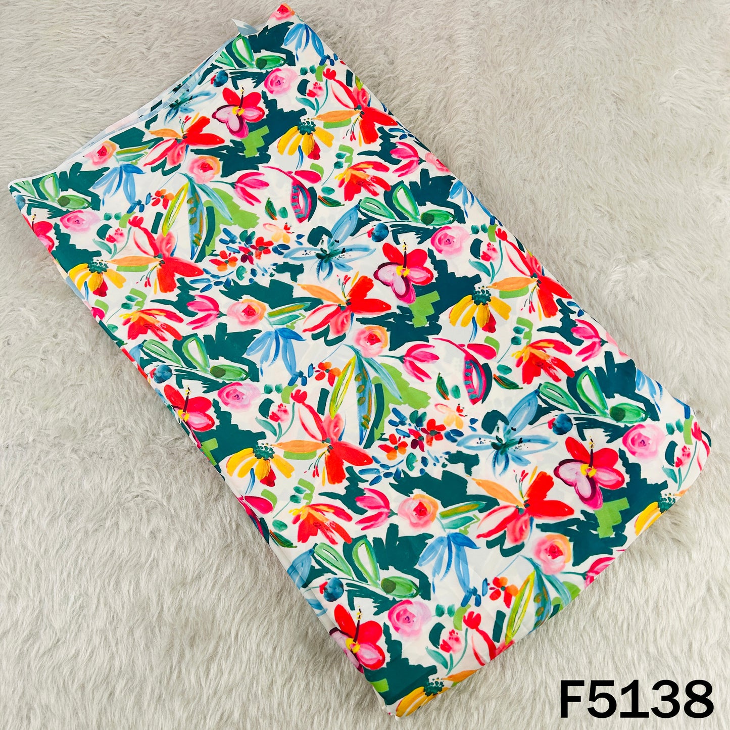 Digital Print Crepe Satin Fabric - F5138