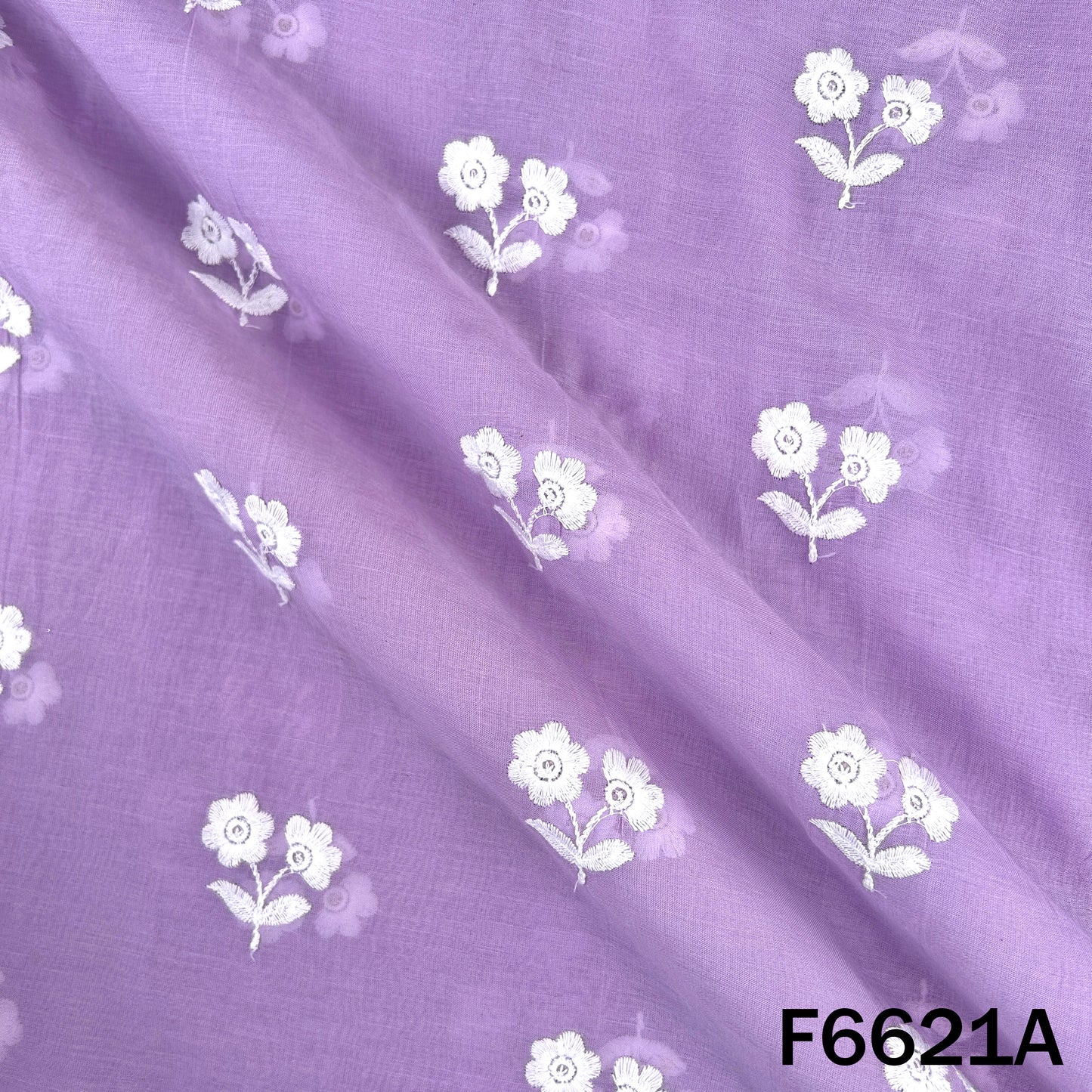 Thread Sequins Embroidered Mul Chanderi Fabric - F6621