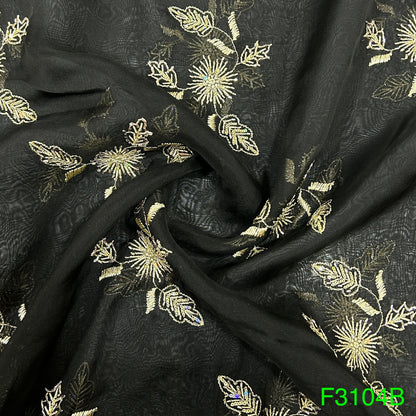 Cut Dana Zari Sequins Embroidered Organza Fabric-F3104