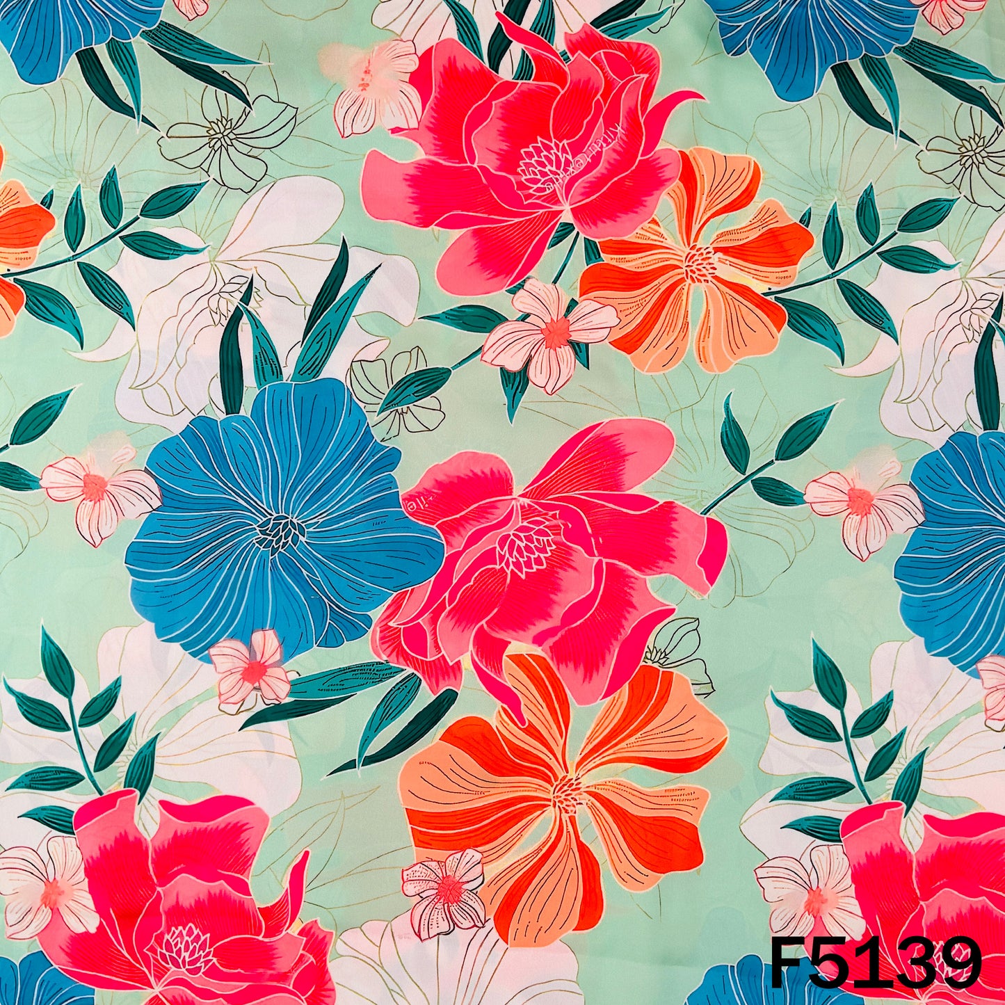 Digital Print Crepe Satin Fabric - F5139