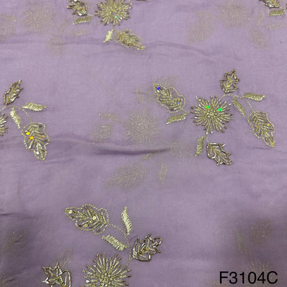 Cut Dana Zari Sequins Embroidered Organza Fabric-F3104