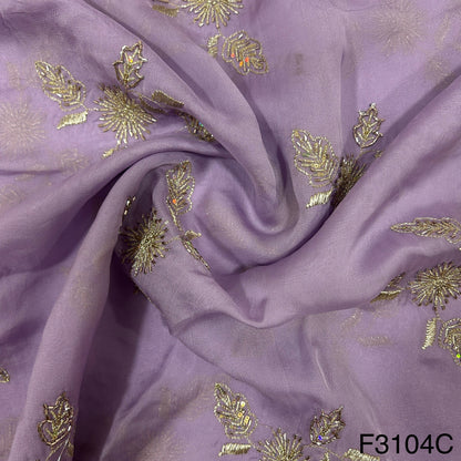 Cut Dana Zari Sequins Embroidered Organza Fabric-F3104