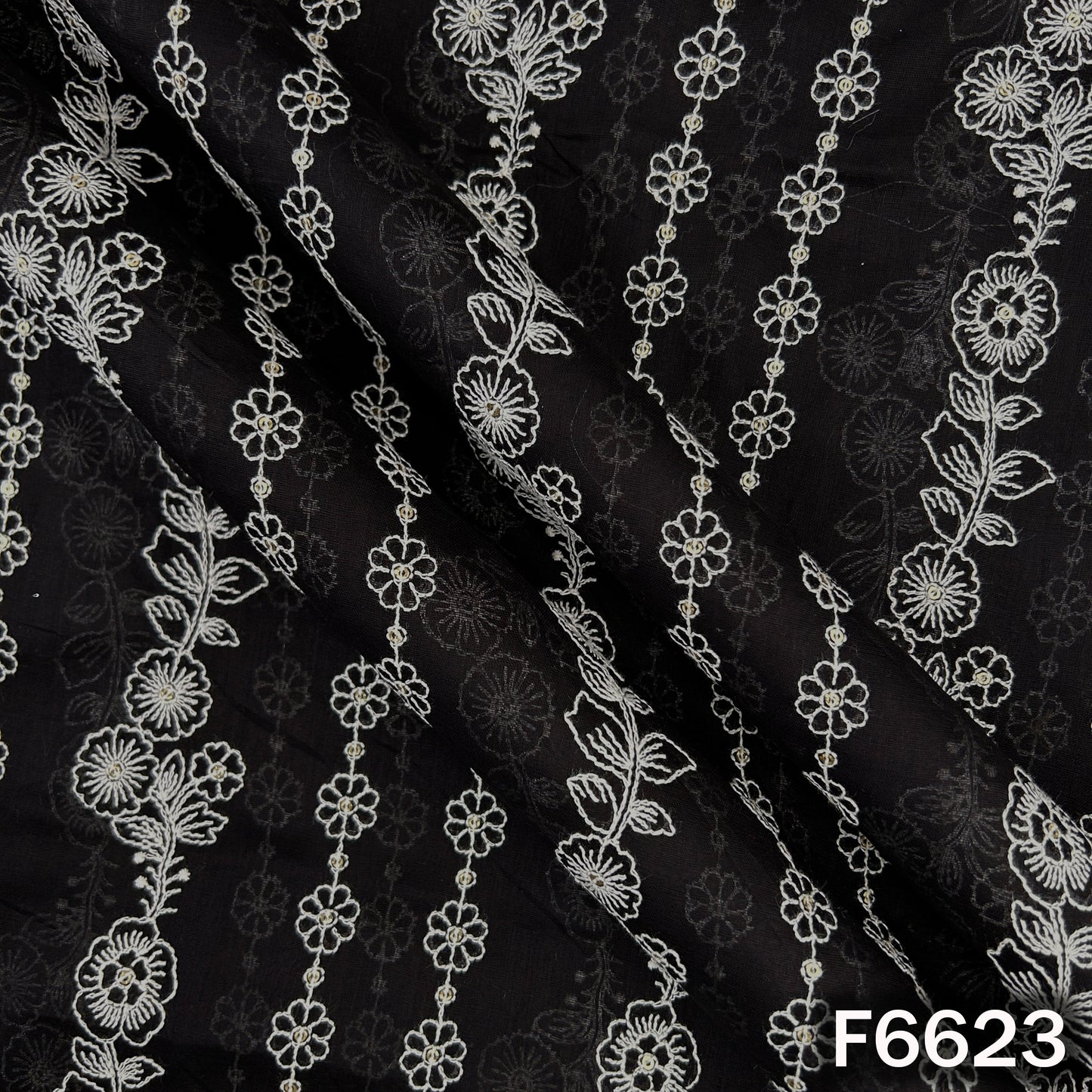 Thread Sequins Embroidered Mul Cotton Fabric - F6623