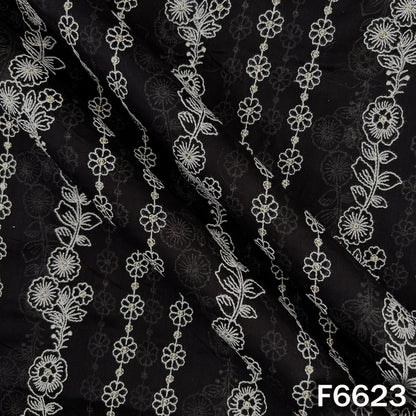 Thread Sequins Embroidered Mul Cotton Fabric - F6623
