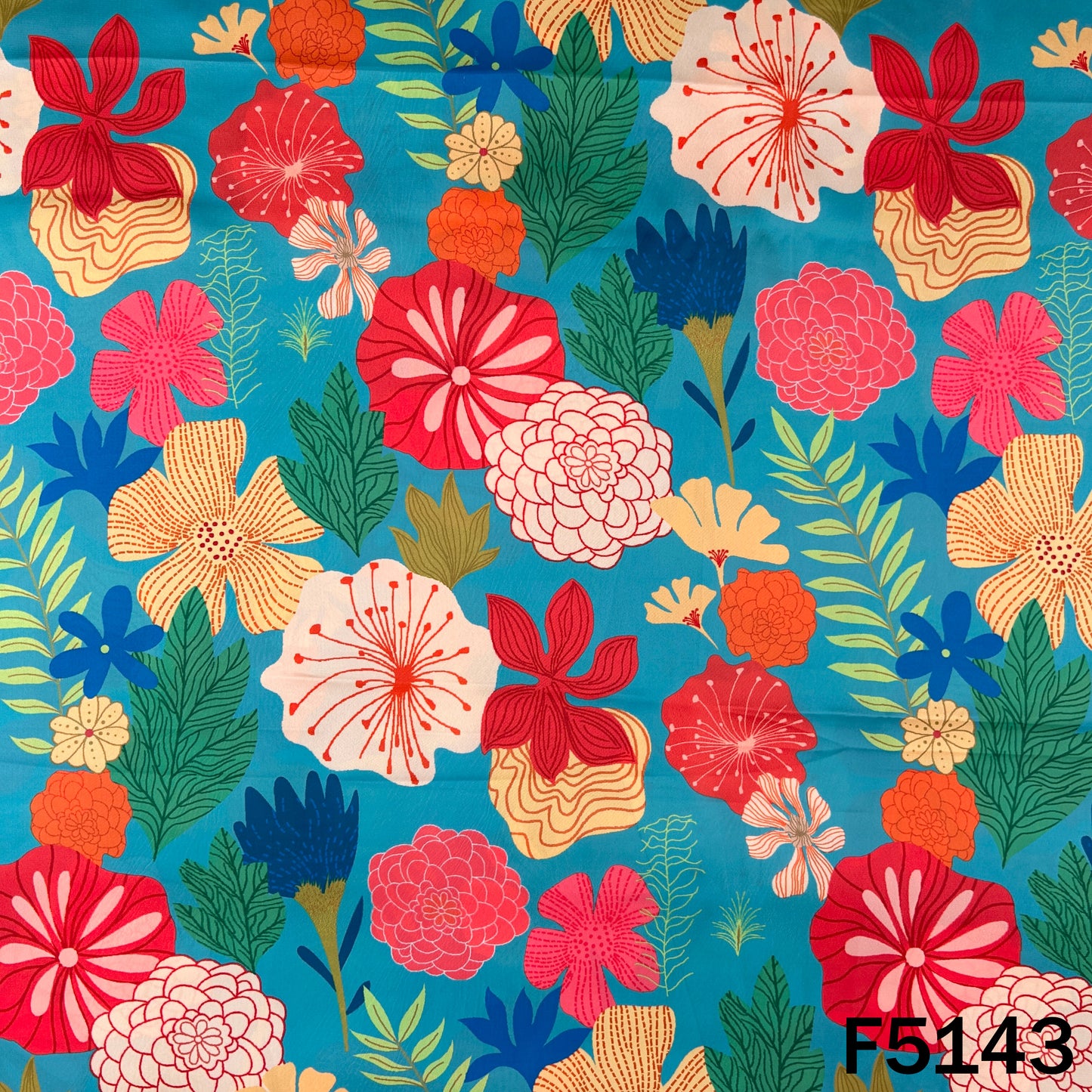 Digital Print Crepe Satin Fabric - F5143
