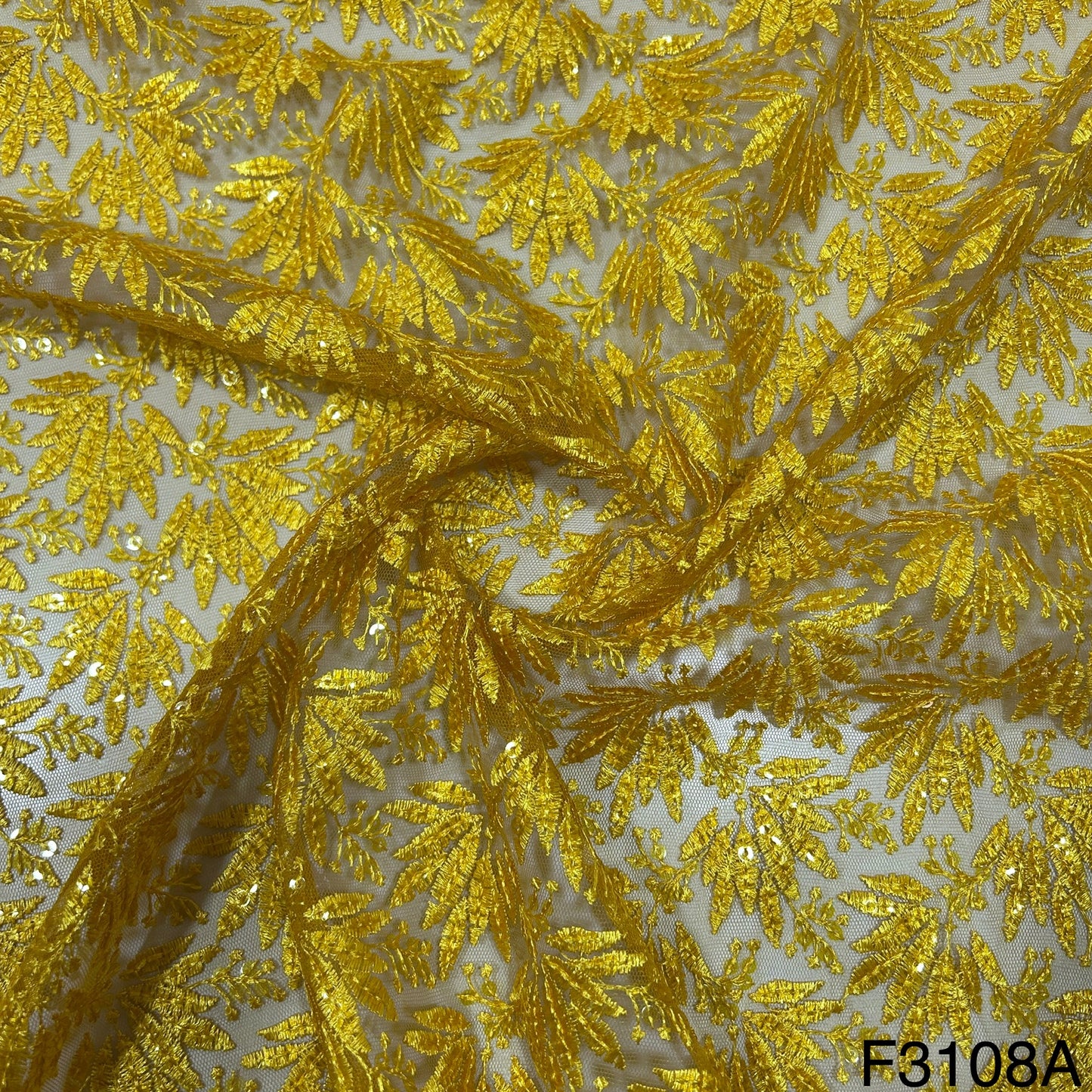 Thread Sequins Embroidered Net Fabric-F3108