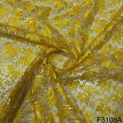 Thread Sequins Embroidered Net Fabric-F3108