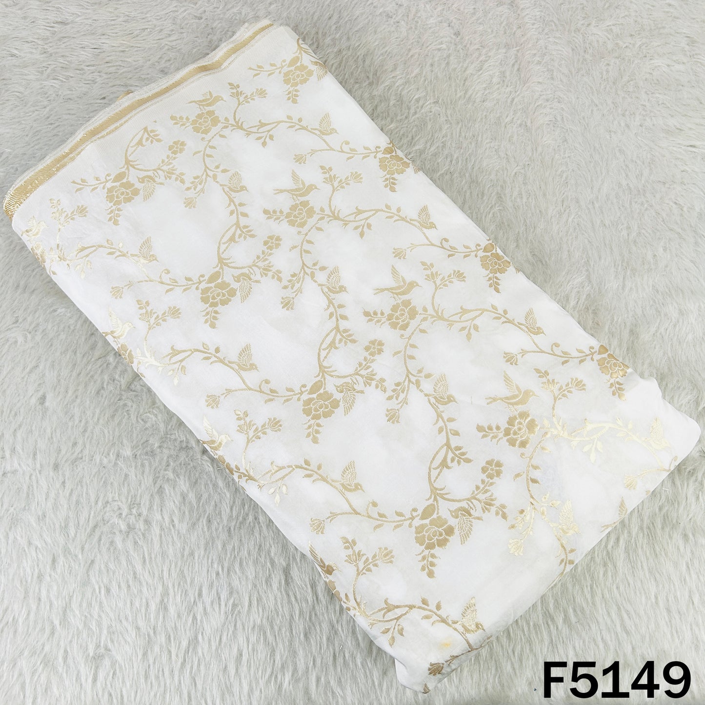 Zari Work Banarasai Jaquard Silk Fabric-F5149