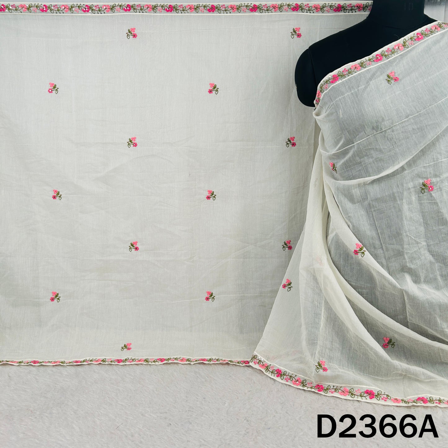 Thread Sequins Work Mul Chanderi Dupatta - D2366