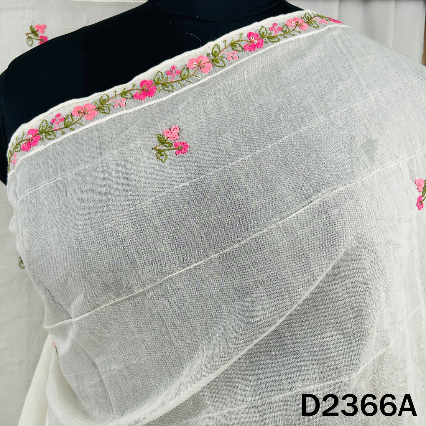 Thread Sequins Work Mul Chanderi Dupatta - D2366