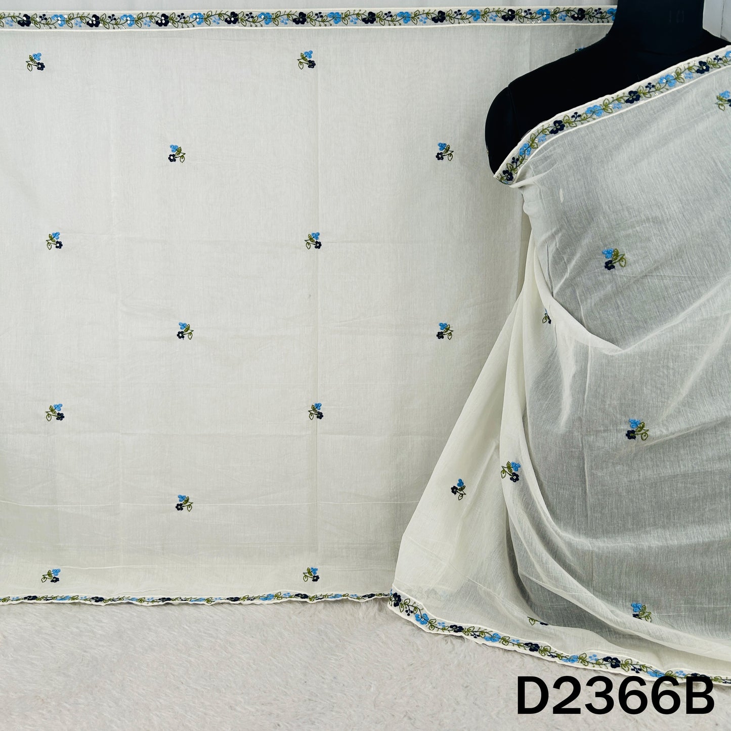 Thread Sequins Work Mul Chanderi Dupatta - D2366
