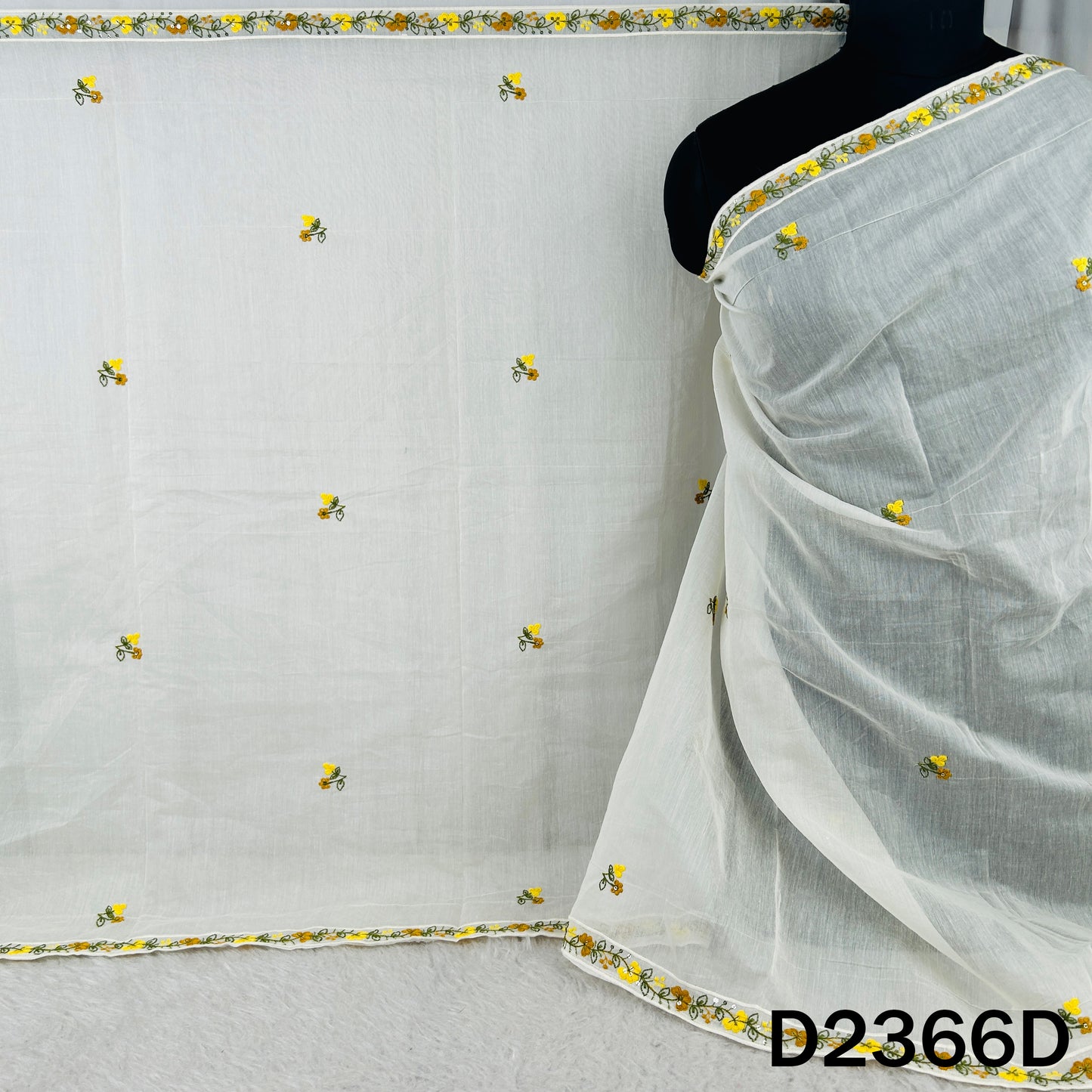 Thread Sequins Work Mul Chanderi Dupatta - D2366
