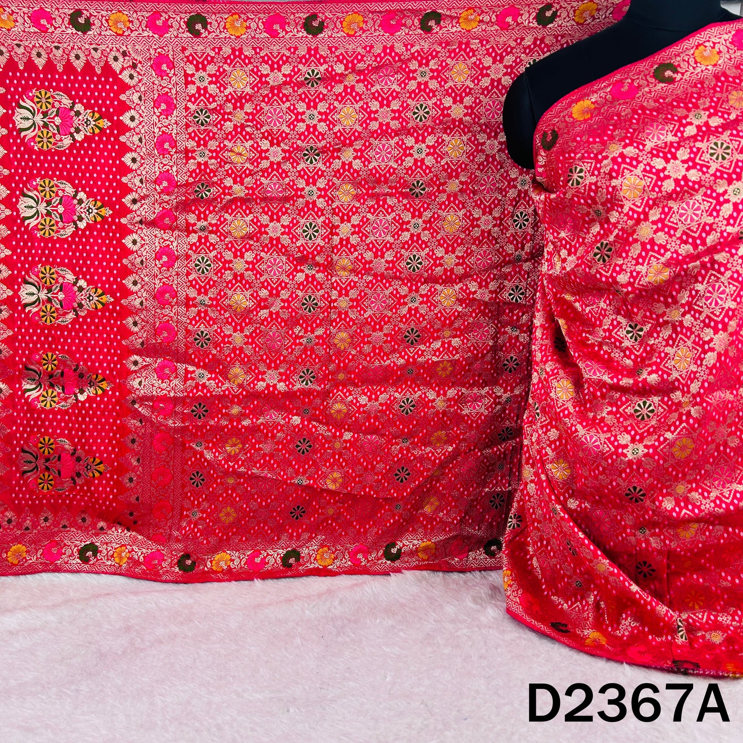 Zari Work Bandhani Dola Silk Dupatta - D2367