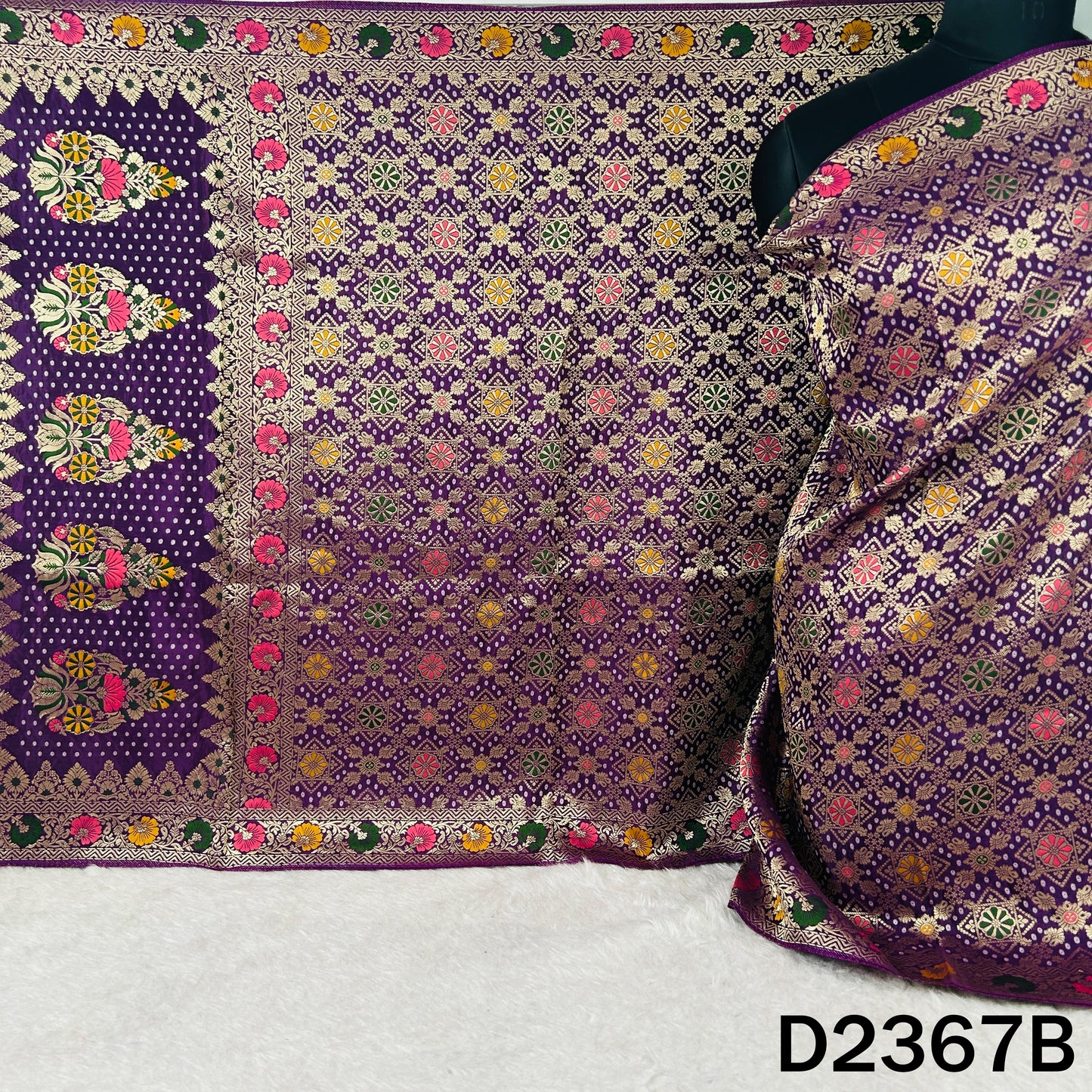 Zari Work Bandhani Dola Silk Dupatta - D2367