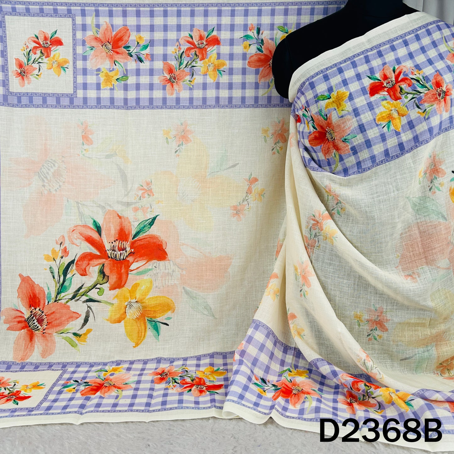 Digital Print Linen Dupatta - D2368