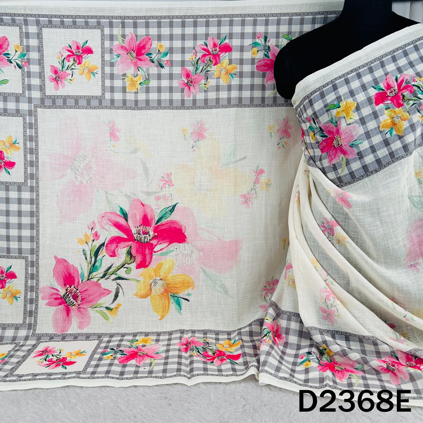 Digital Print Linen Dupatta - D2368