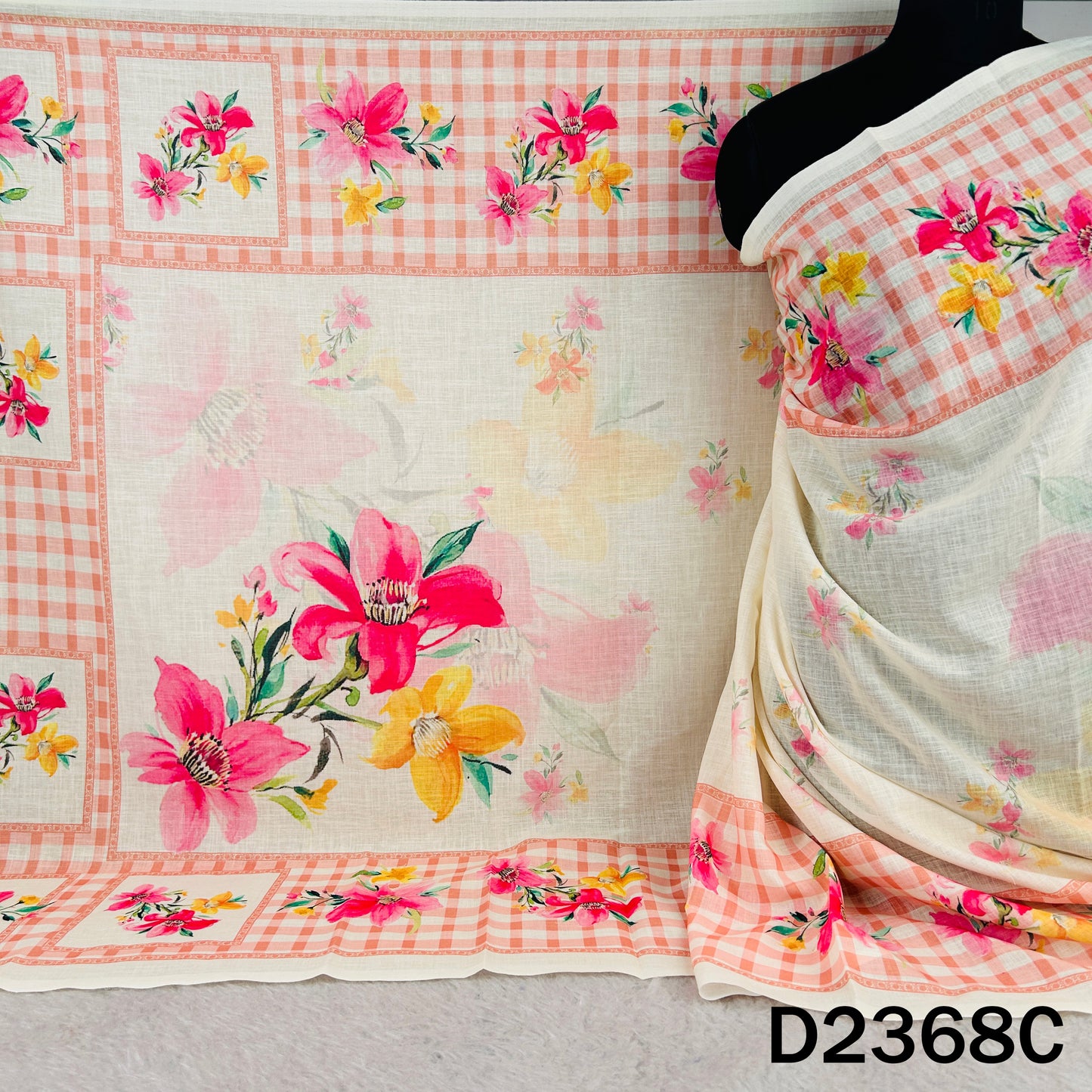 Digital Print Linen Dupatta - D2368