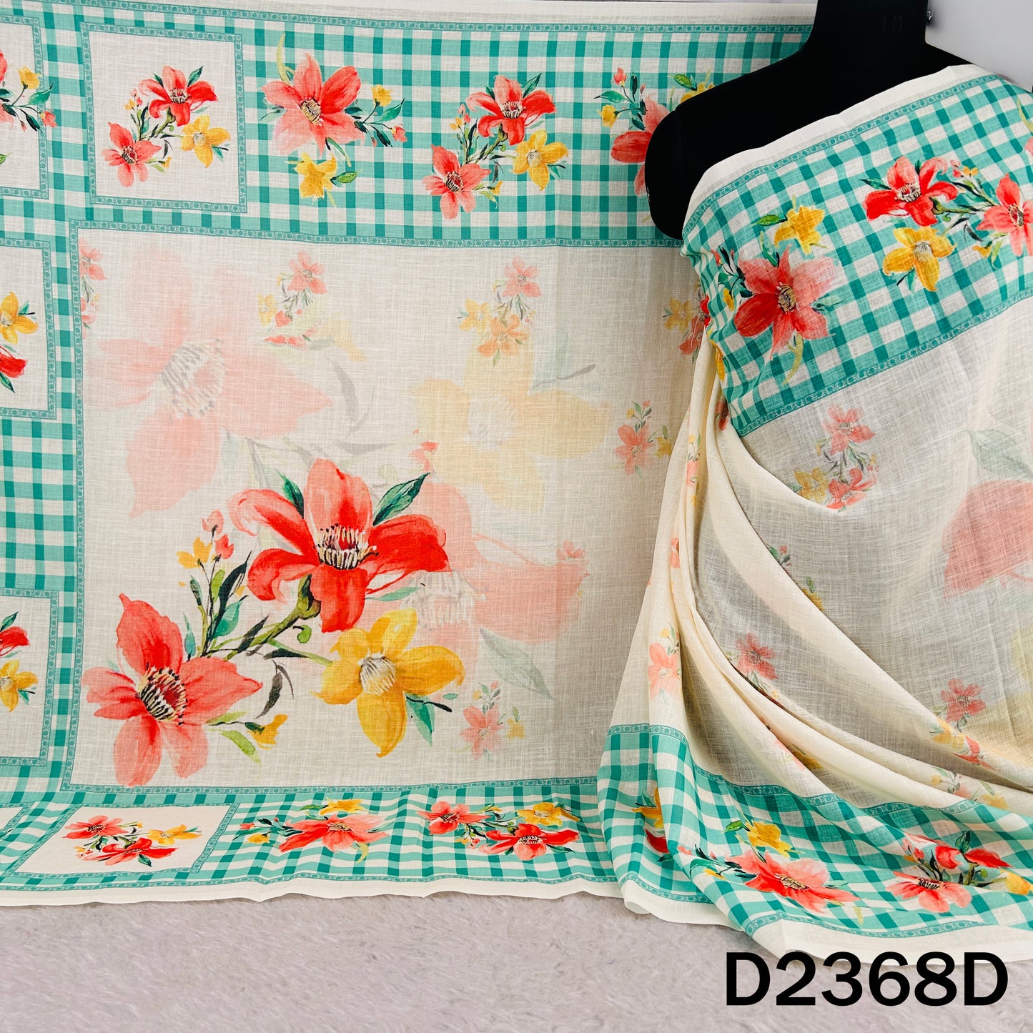 Digital Print Linen Dupatta - D2368