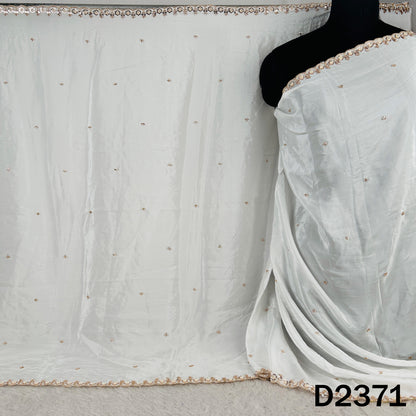 Dyeable Cut Dana Zari Sequins Work Crepe Dupatta - D2371