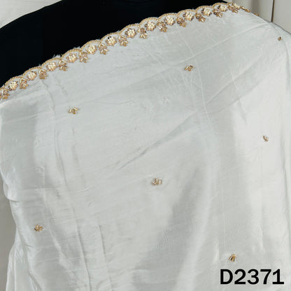 Dyeable Cut Dana Zari Sequins Work Crepe Dupatta - D2371
